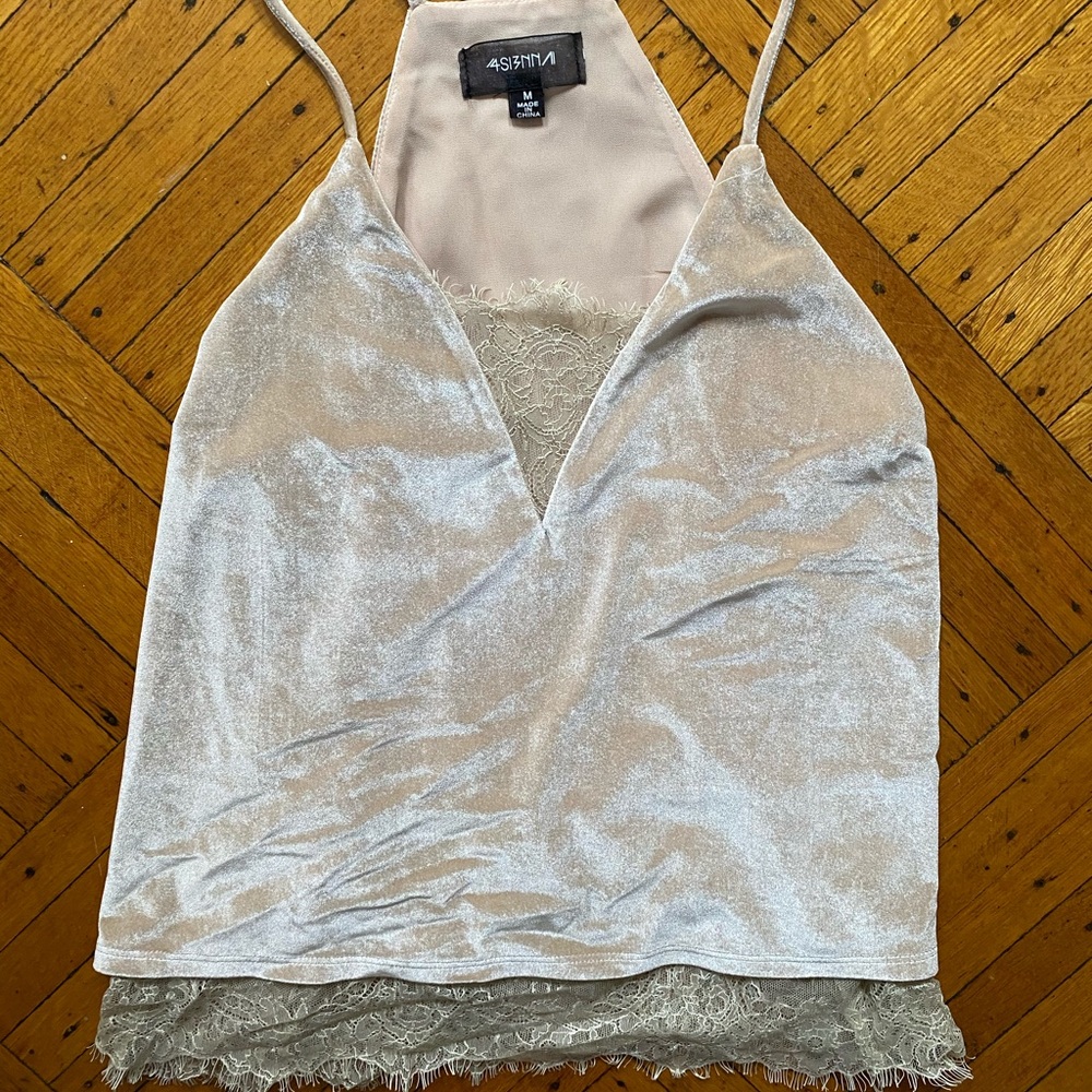 Champagne Velvet Lace Cami